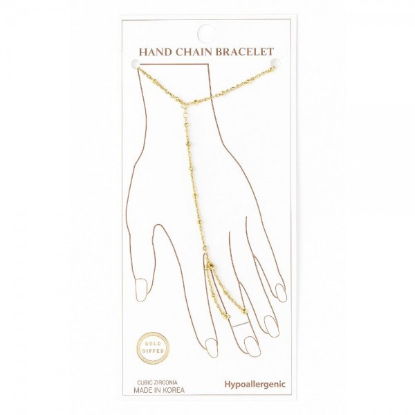 Paper Clip Chain Link Hand Chain Bracelet 

- Gold Dipped 
- Approximately 3" D
