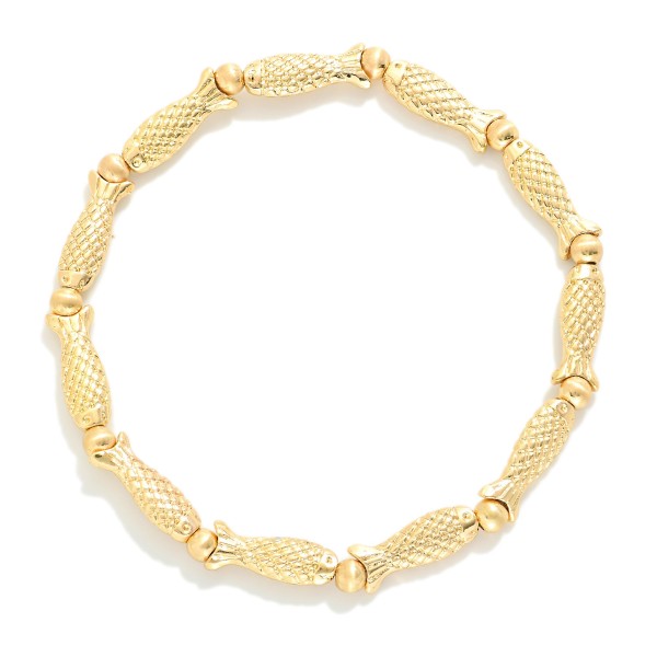 Metal Tone Fish Stretch Bracelet 

- Approximately 2.25" D