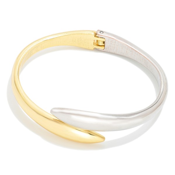 Tapered Metal Two Tone Hinged Cuff Bracelet 

- Approximately 2.5" D