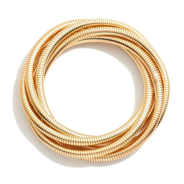 Intertwined Metal Tone Stretch Snake Chain Bracelets 

- Approximately 2" D
