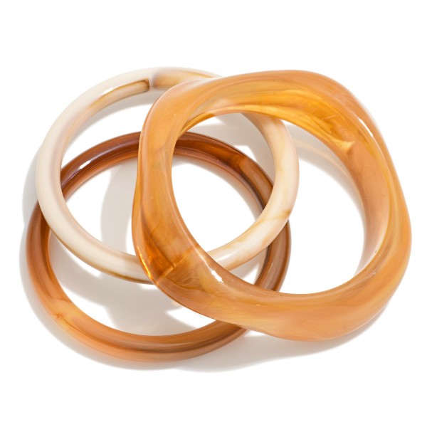 Set Of Three Marble Acetate Bangle Bracelet 

- Approximately 2.5" D 