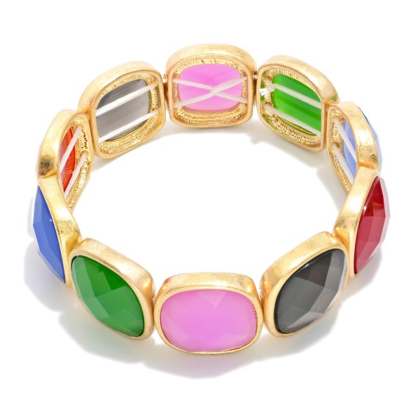 Metal Tone Stretch Bangle Bracelet Featuring Glass Crystal Accent  

- Approximately 2.75" D