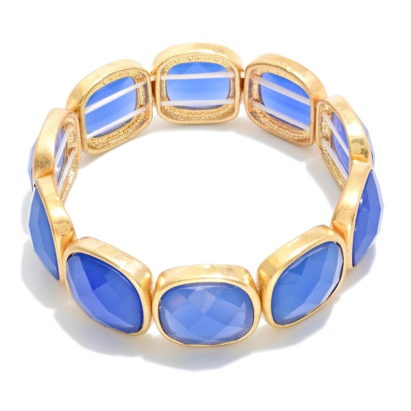 Metal Tone Stretch Bangle Bracelet Featuring Glass Crystal Accent  

- Approximately 2.75" D