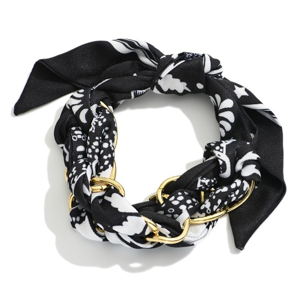 Chain Link & Woven Bandana Bracelet

- Approximately 3" D