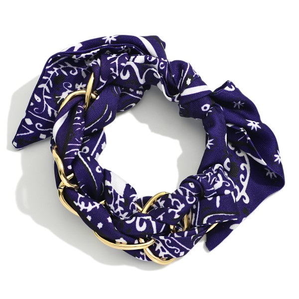 Chain Link & Woven Bandana Bracelet

- Approximately 3" D