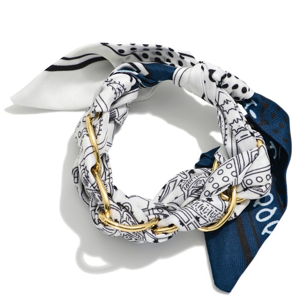 Chain Link & Woven Bandana Bracelet

- Approximately 3" D