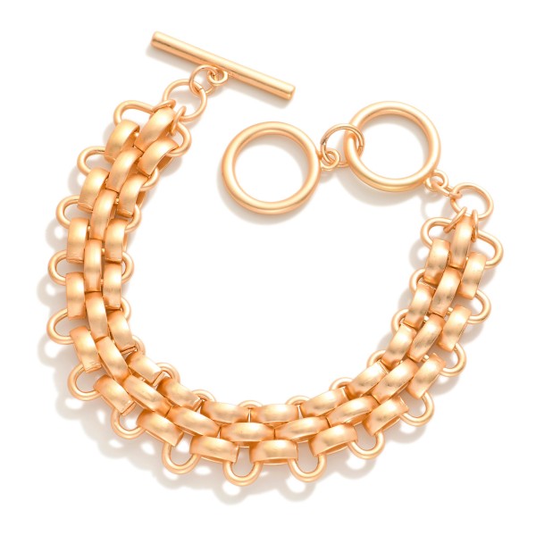 Woven Metal Tone Bracelet With Toggle Clasp 

- Approximately 3" L 