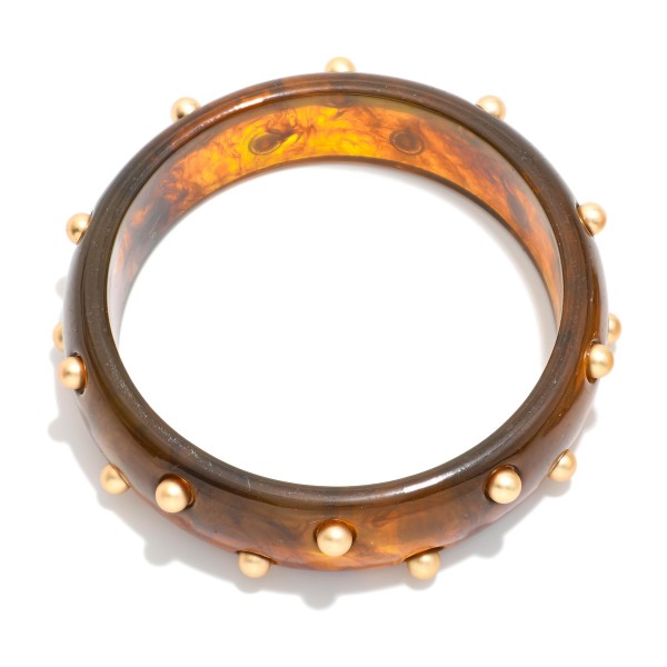Resin Acetate Bangle Bracelet With Gold Tone Stud Accents

- Approximately 2.5" D

