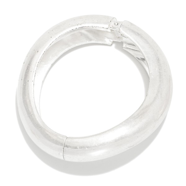 Wavy Metal Hinged Bangle Bracelet

- Approximately 2.5"

