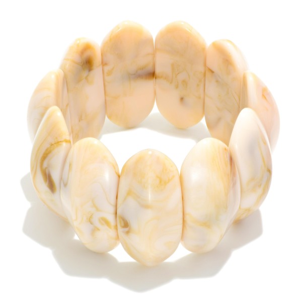 Marbled Acetate Oval Dome Stretch Bracelet 

- Approximately 3" D 