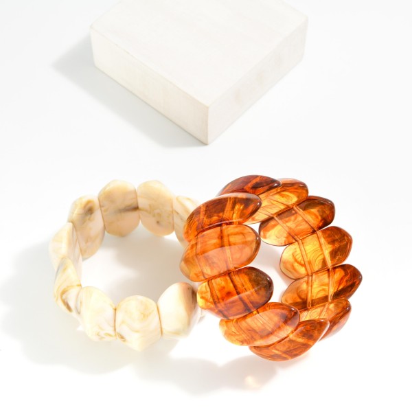Marbled Acetate Oval Dome Stretch Bracelet 

- Approximately 3" D 