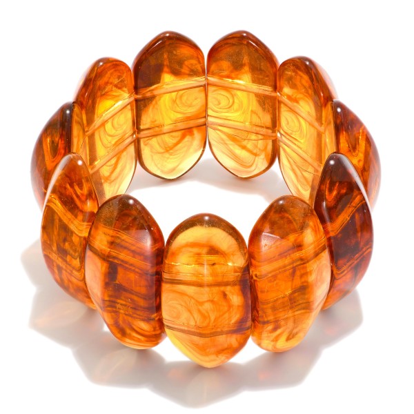 Marbled Acetate Oval Dome Stretch Bracelet 

- Approximately 3" D 
