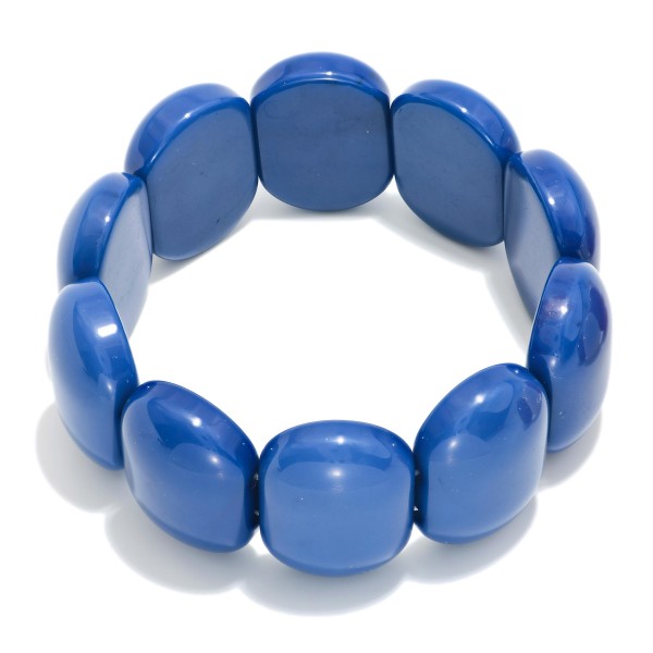 Flat Acetate Oval Beaded Stretch Bracelet 

- Approximately 2.5" D