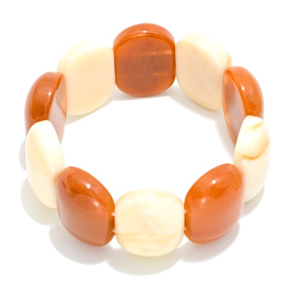 Flat Acetate Oval Beaded Stretch Bracelet 

- Approximately 2.5" D