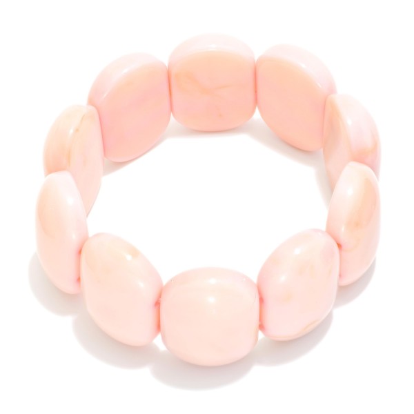 Flat Acetate Oval Beaded Stretch Bracelet 

- Approximately 2.5" D