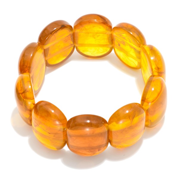 Flat Acetate Oval Beaded Stretch Bracelet 

- Approximately 2.5" D