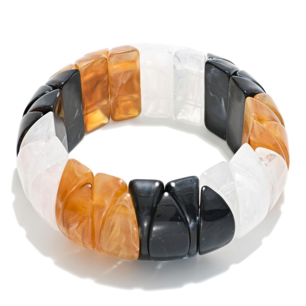 Acetate Geometric Shape Stretch Bracelet 

- Approximately 3" D