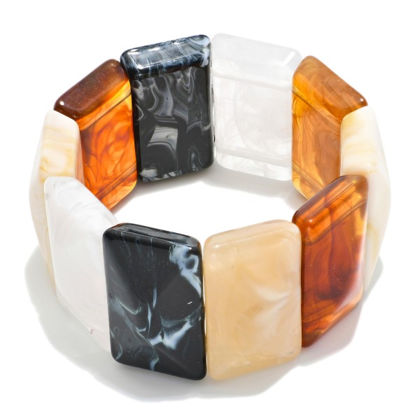 Chunky Acetate Rectangle Stretch Bracelet 

- Approximately 3" D