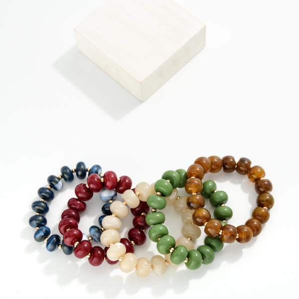 Chunky Acetate Disk Beaded Stretch Bracelet  


- Approximately 2.5" D