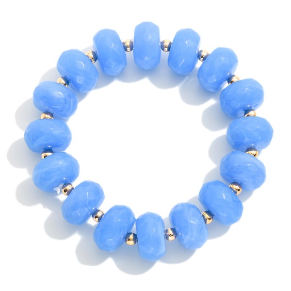 Chunky Faceted Acetate Disk Beaded Stretch Bracelet 

- Approximately 2.5" D