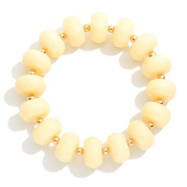 Chunky Faceted Acetate Disk Beaded Stretch Bracelet 

- Approximately 2.5" D