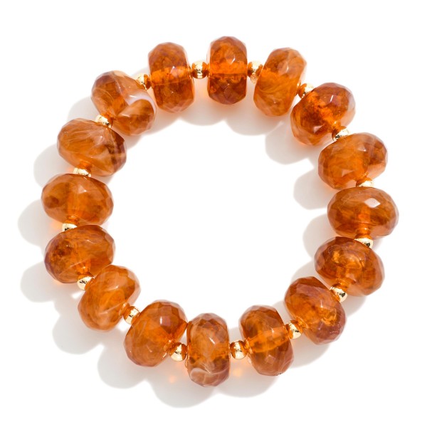 Chunky Faceted Acetate Disk Beaded Stretch Bracelet 

- Approximately 2.5" D