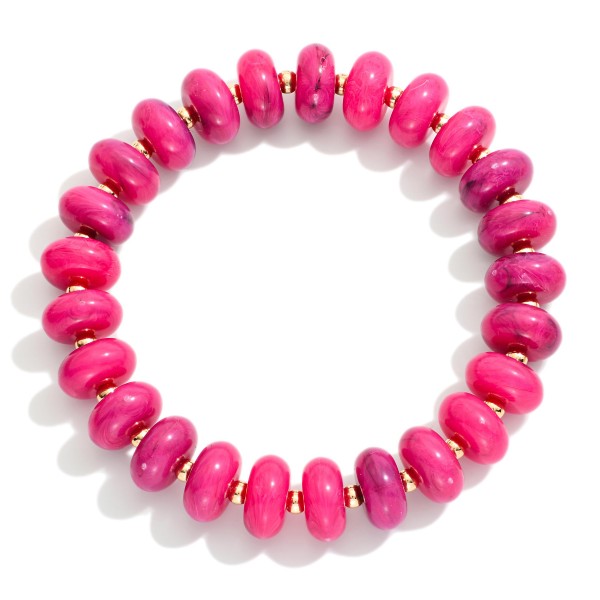 Marbled Acetate Disk Beaded Stretch Bracelet 

- Approximately 2.5" D