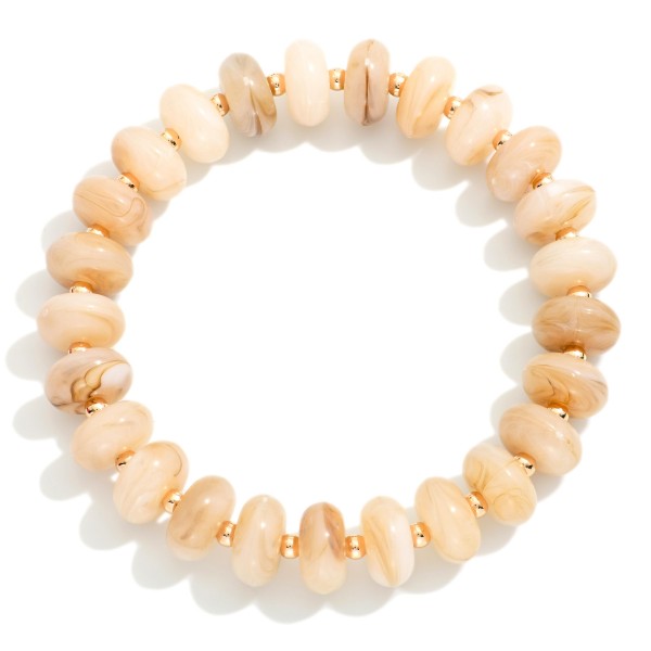 Marbled Acetate Disk Beaded Stretch Bracelet 

- Approximately 2.5" D