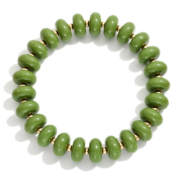 Marbled Acetate Disk Beaded Stretch Bracelet 

- Approximately 2.5" D