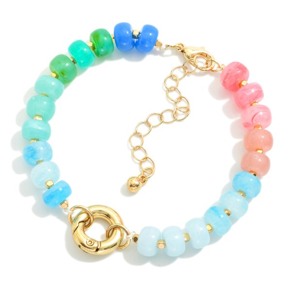 Candy Stone Beaded Bracelet Featuring Toggle Clasp 
- Approximately 2.5" D