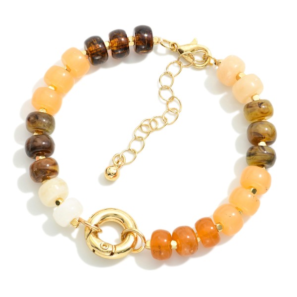 Candy Stone Beaded Bracelet Featuring Toggle Clasp 

- Approximately 2.5" D