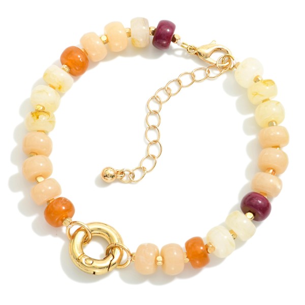 Candy Stone Beaded Bracelet Featuring Toggle Clasp 
- Approximately 2.5" D