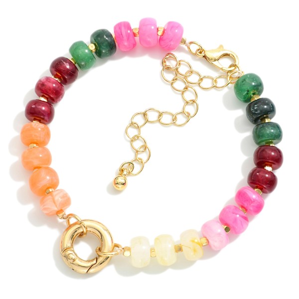 Candy Stone Beaded Bracelet Featuring Toggle Clasp 
- Approximately 2.5" D