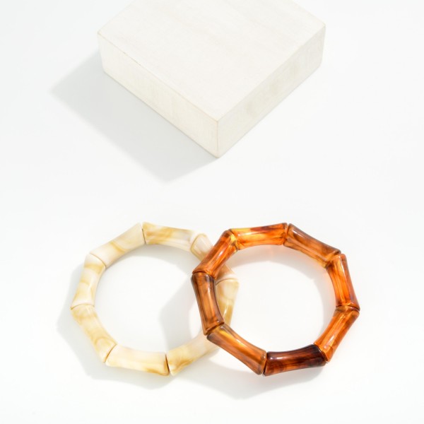 Marble Resin Bamboo Stretch Bangle 

- Approximately 2.5" D