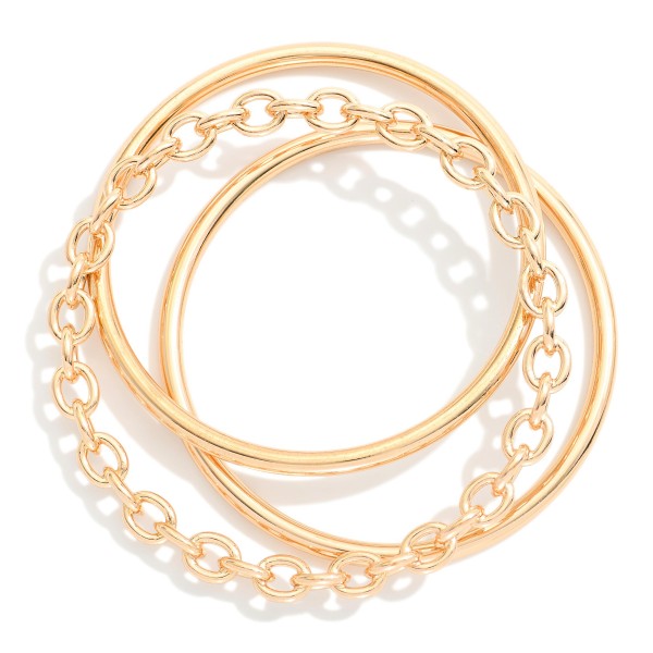 Wholesale set Three Metal Bangle Bracelet Chain Link D