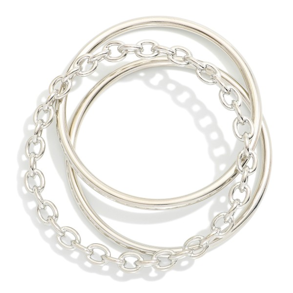 Wholesale set Three Metal Bangle Bracelet Chain Link D
