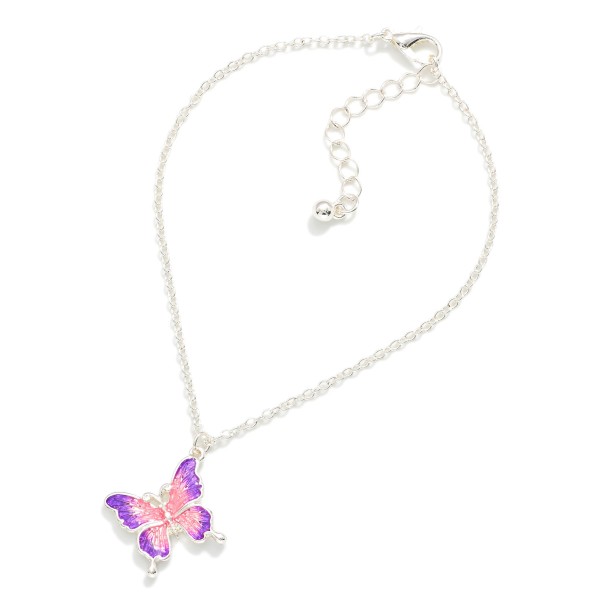 Chain Link Anklet Featuring Acetate & Metal Butterfly Charm 

- Approximately 4" D
- Extender 2" L