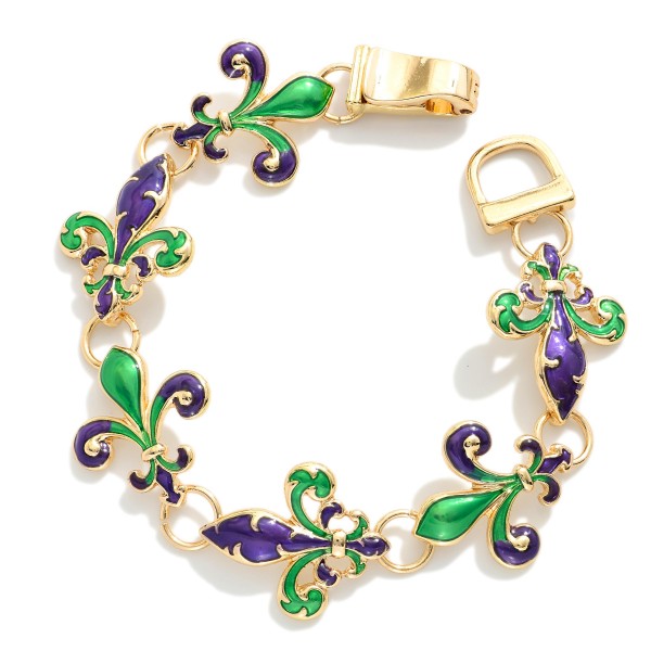 Linked Enamel Fleur De Lis Bracelet 

- Approximately 3.5" D