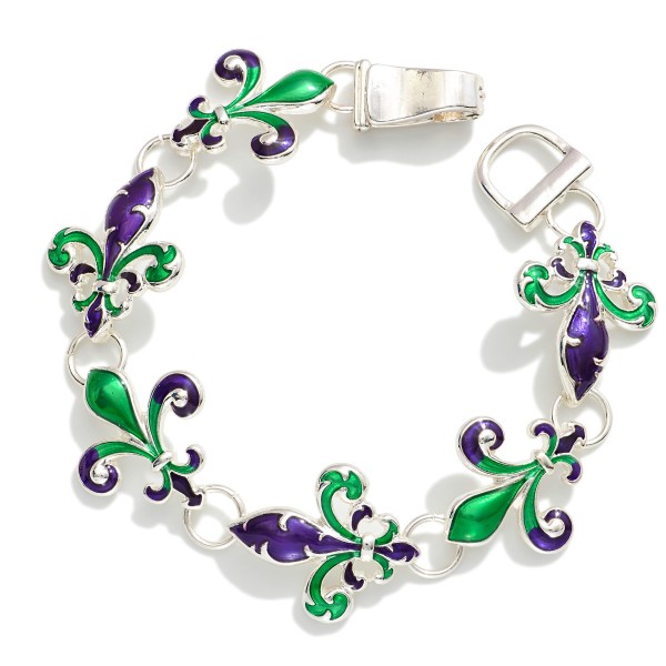 Linked Enamel Fleur De Lis Bracelet 

- Approximately 3.5" D