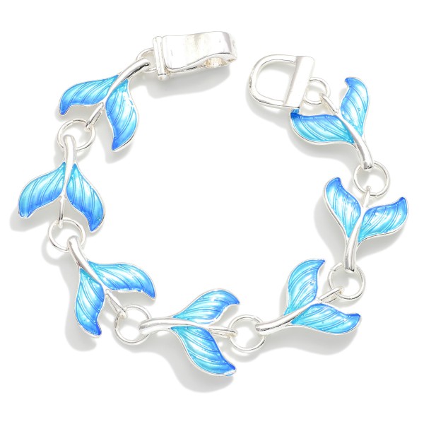 Linked Painted Metal Whale Tails Bracelet 

- Approximately 3" D