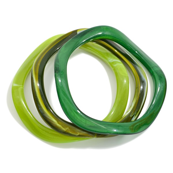 Set Of Three Wavy Acetate Bangle Bracelets 

- Approximately 2.5" D