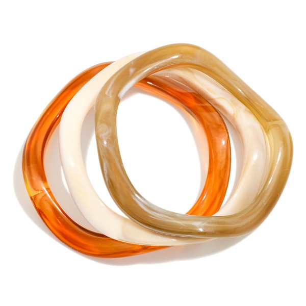 Set Of Three Wavy Acetate Bangle Bracelets 

- Approximately 2.5" D