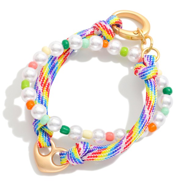 Set Of Two Rope & Beaded Bracelets Featuring Pearls And Acetate Beads 

- Approximately 2.75" D 