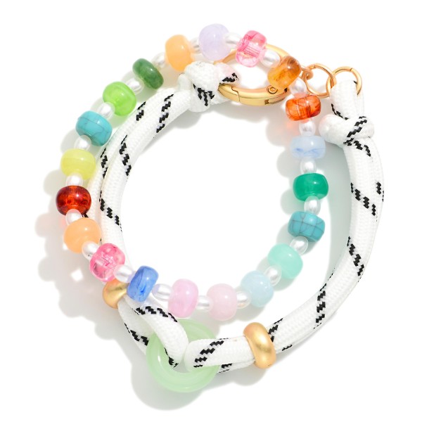 Set Of Two Rope & Bead Bracelets Featuring Pearls & Acetate Beads 

- Approximately 2.75" D