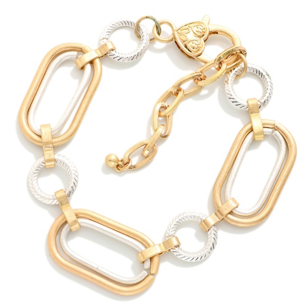 Layered Two Tone Oval Link Bracelet 

- Approximately 3" D