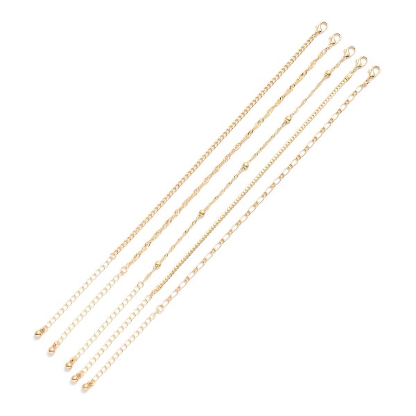 Set Of Five Chain Link Bracelets

- Approximately 3.25" D 
- Extender 2" L