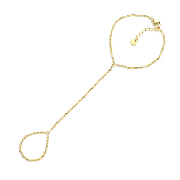 Twisted Chain Link Hand Chain Bracelet 

- Stainless Steel 
- Approximately 2.5" D