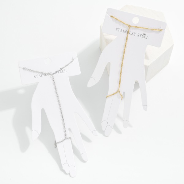 Twisted Chain Link Hand Chain Bracelet 

- Stainless Steel 
- Approximately 2.5" D