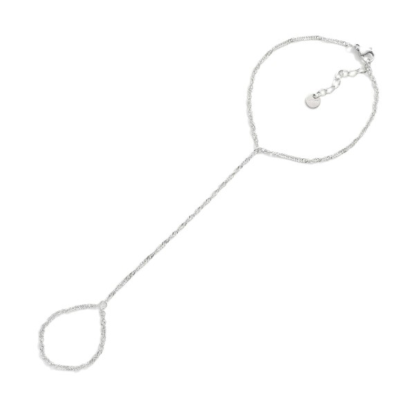 Twisted Chain Link Hand Chain Bracelet 

- Stainless Steel 
- Approximately 2.5" D