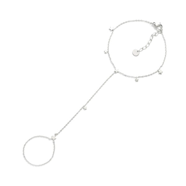 Chain Link Hand Chain Bracelet With Star Details 

- Stainless Steel 
- Approximately 2.5" D